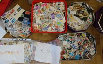 Photo of free 10 tins/boxes of collectable postage stamps (Kingsway) #2