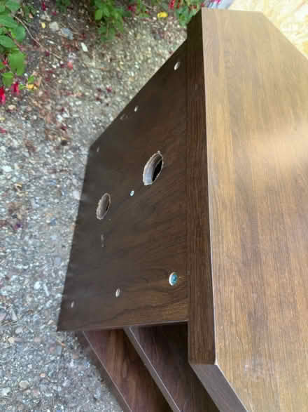 Photo of free Dark wood corner tv unit (Castle Point) #3