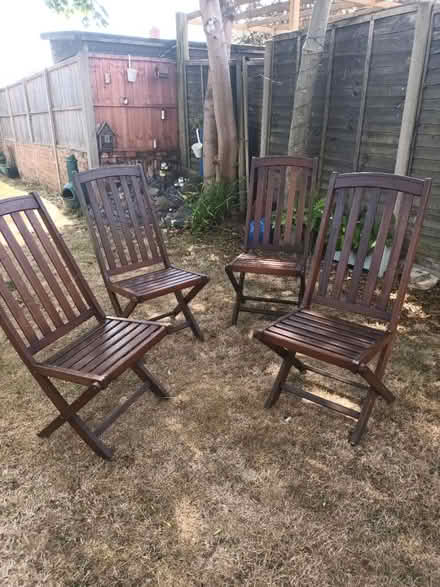 Photo of free Heavy wooden garden table chairs (Hemel Hempstead, HP1) #1