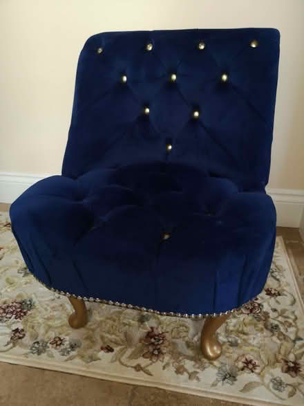 Photo of free Small, low, blue velour chair (South Benfleet SS7) #1