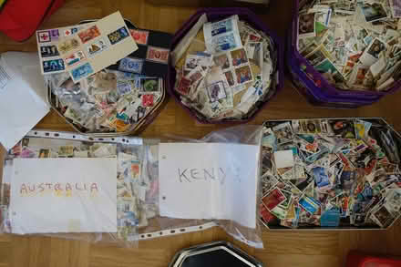 Photo of free 10 tins/boxes of collectable postage stamps (Kingsway) #1