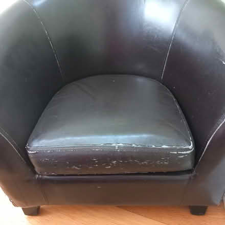 Photo of free Children's leather-look chair & footstool (Woodford E18) #3
