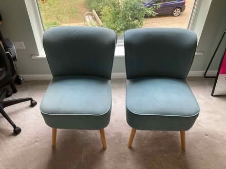 Photo of free Pair of blue accent chairs (Wood Street E17) #1