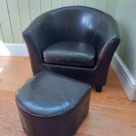 Photo of free Children's leather-look chair & footstool (Woodford E18) #2