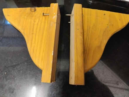 Photo of free 2 pine shelf brackets (Bedford) #1