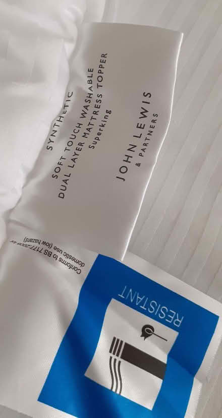 Photo of free John Lewis Mattress Topper Super King Bed (Prince of Wales Steps TQ1) #1