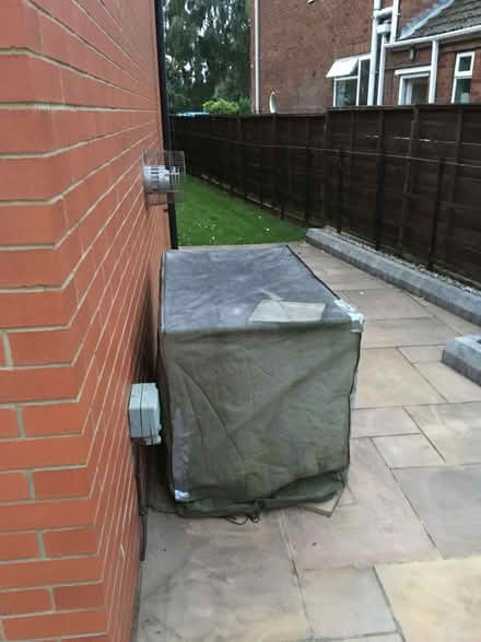 Photo of free external hardwood table with 6 chairs and umbrella (Scunthorpe DN15) #2