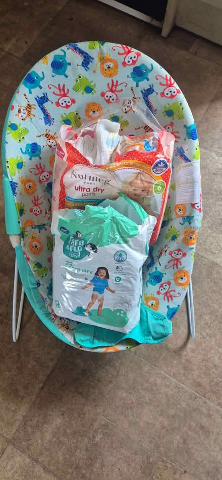 Photo of free Baby bounce chair & nappies (Chaddesden DE21) #2