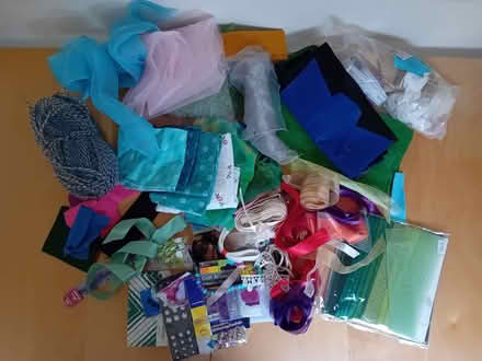 Photo of free Assorted fabric scraps, ribbons, glitter etc (Bear Flat) #1