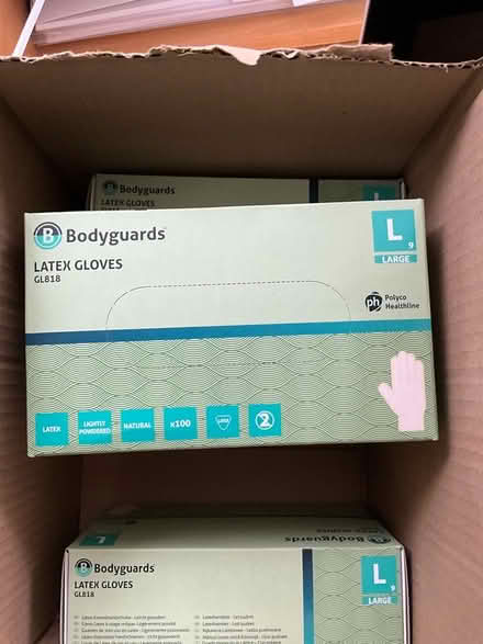 Photo of free Four boxes of 100 Large latex gloves (Arborfield Garrison RG2) #2