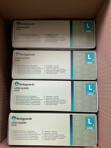 Photo of free Four boxes of 100 Large latex gloves (Arborfield Garrison RG2) #1