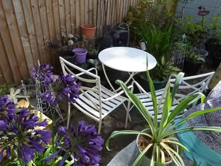 Photo of free White painted metal garden chairs with folding table (Starbeck HG2) #2