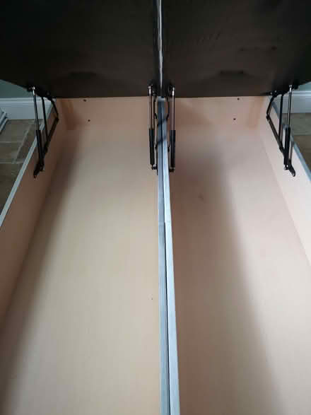 Photo of free Small double 4 foot ottoman bed frame with headboard, grey (South Benfleet SS7) #1
