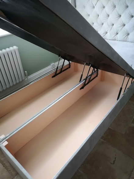 Photo of free Small double 4 foot ottoman bed frame with headboard, grey (South Benfleet SS7) #2