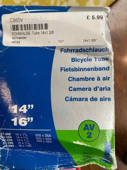 Photo of free Schwalbe 14-16” inner tubes (BN1) #1