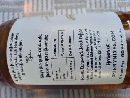 Photo of free Sealed, unused Salted Caramel 'skinny syrup' for coffee, etc (Queenstown Road SW8) #4