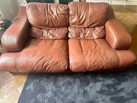 Photo of free 2 x Brown Leather Sofas (Harrogate HG2) #2