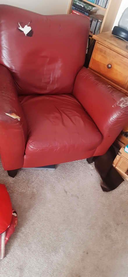 Photo of free Old armchair needs TLC (KT16 chertsey) #2
