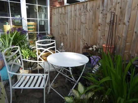 Photo of free White painted metal garden chairs with folding table (Starbeck HG2) #3