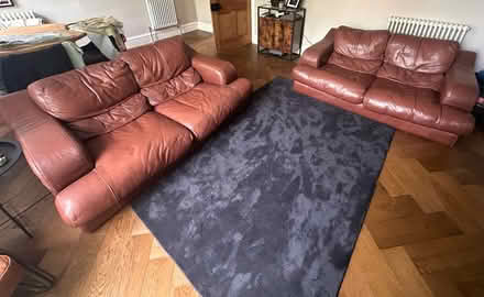 Photo of free 2 x Brown Leather Sofas (Harrogate HG2) #1