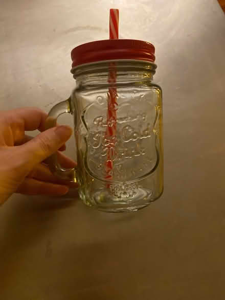 Photo of free Mason jar with straw (N1 St Mary’s Church Islington) #1