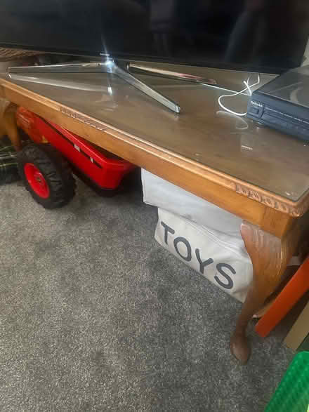 Photo of free Low wooden table with glass top (HX3) #1