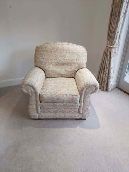 Photo of free 3 seater sofa and armchair (Cock Clarks CM3) #1