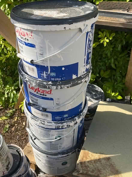 Photo of free 4 large tubs of Leyland white paint (Alderley Edge SK9) #1