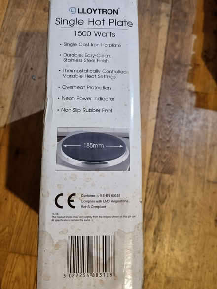 Photo of free Single Table Top Hotplate 1500W - Lloytron E831SS (Wooburn Green HP10) #3