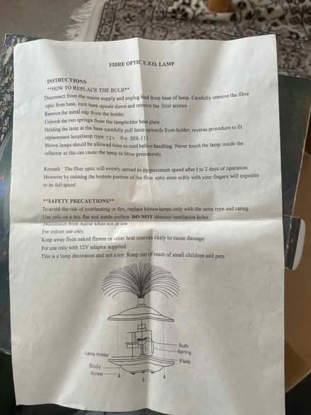 Photo of free Fibre optic feature lamp (CV10 Galley Common) #2