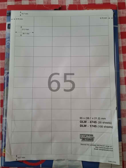 Photo of free Labels, 38.1 x 21.2 mm (St Margarets TW1) #2