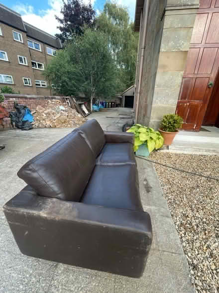 Photo of free Old leather couch (G41 Pollokshields) #2