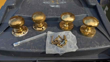 Photo of free 4 brass door handles (Malvern Link Top WR14) #1