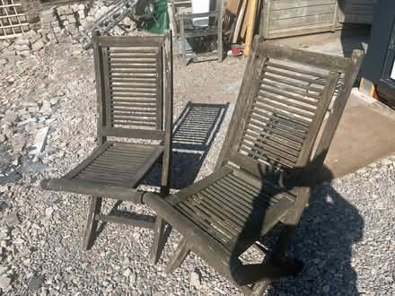 Photo of free 2 hardwood folding chairs (Kendal) #1