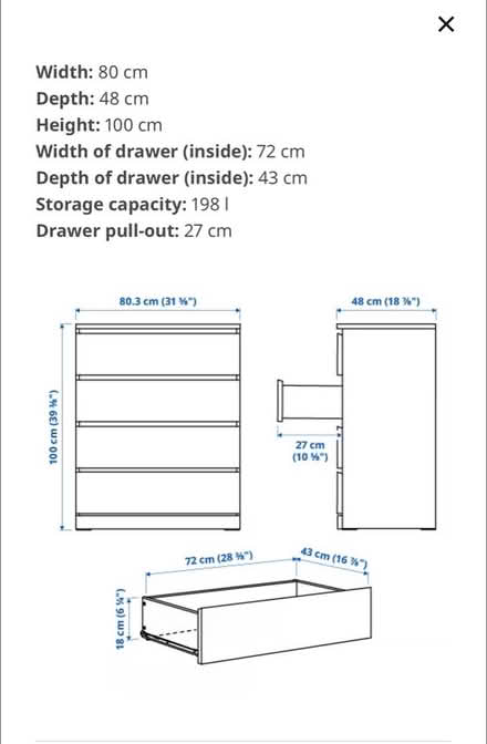 Photo of free IKEA 4 drawer chest of drawers - good condition (Aylesbury Vale LU7) #3