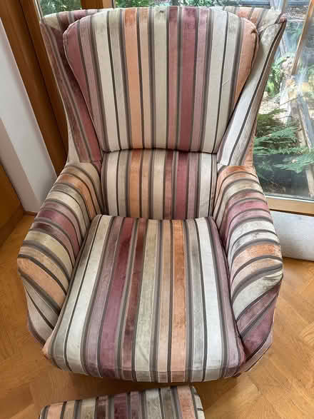 Photo of free Stripey armchair and footstool (Ballybrack Village) #2