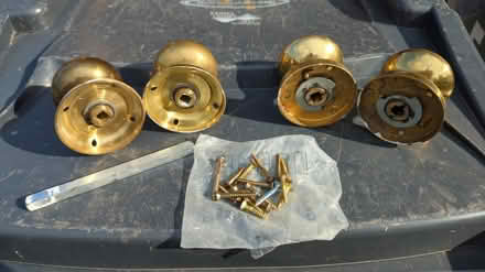 Photo of free 4 brass door handles (Malvern Link Top WR14) #2