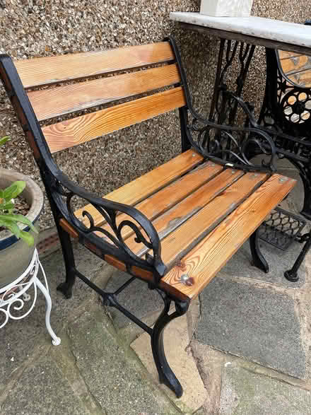 Photo of free 2 cast iron & wood garden chair (Shirley, Croydon) #2
