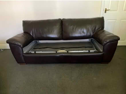 Photo of free Dark brown leather Sofabed (Saint Fagans CF5) #3