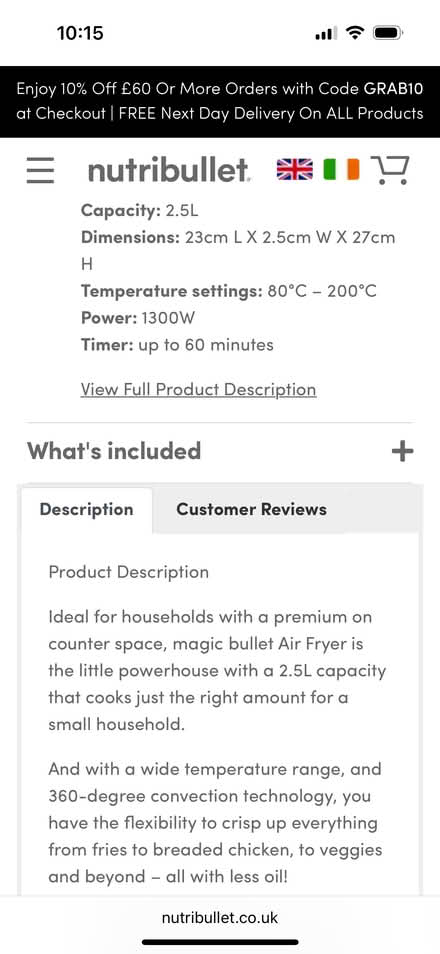 Photo of free Air fryer 2.5L (Glastonbury, BA6) #3