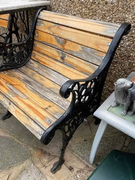 Photo of free 2 cast iron & wood garden chair (Shirley, Croydon) #1