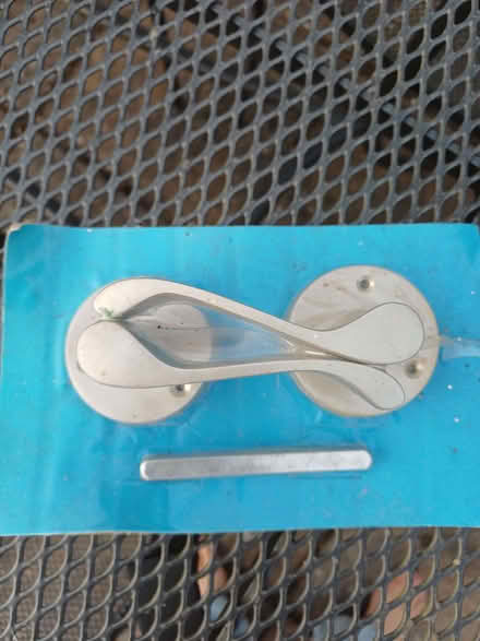 Photo of free Pair of matt silver coloured door handles. (Moor Park HA6) #1