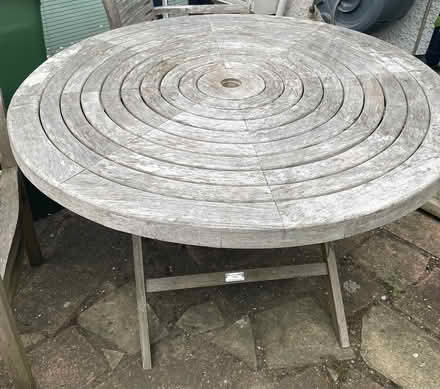Photo of free 120 cm Wooden round Garden Table (Normandy, GU3) #1