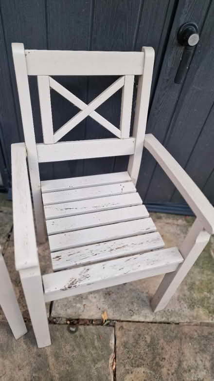 Photo of free 3 wooden garden chairs (Kirk Hallam) #4