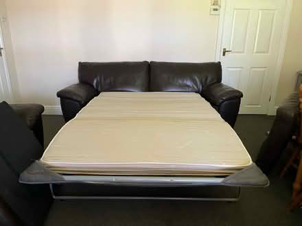 Photo of free Dark brown leather Sofabed (Saint Fagans CF5) #4