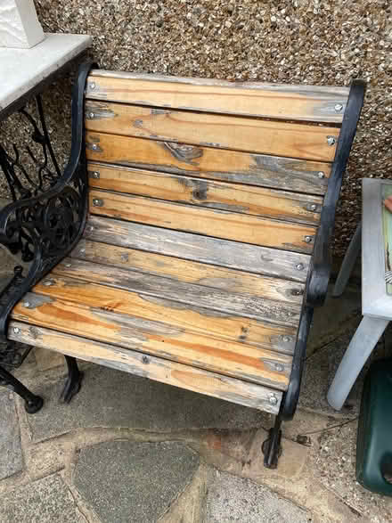 Photo of free 2 cast iron & wood garden chair (Shirley, Croydon) #4