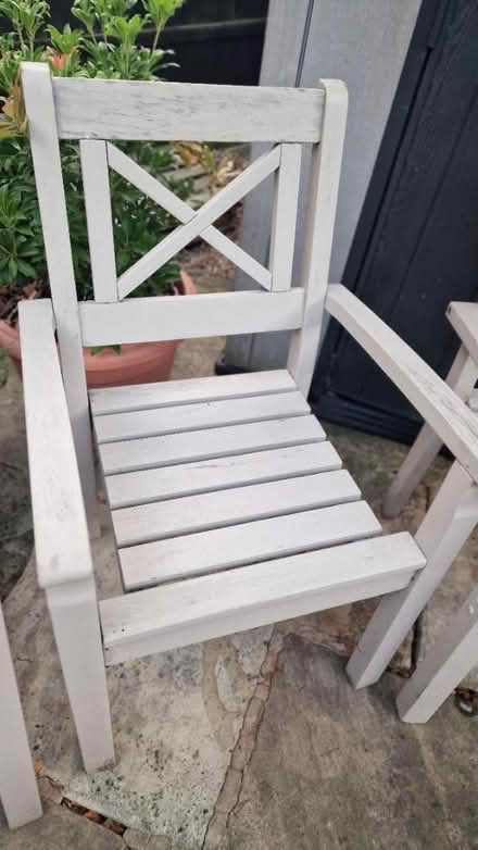 Photo of free 3 wooden garden chairs (Kirk Hallam) #1