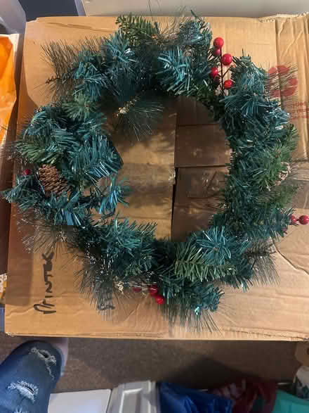 Photo of free Christmas wreath with lights to the door. (GU14) #1