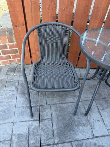 Photo of free Black bistro set (two seats and table) (Longbrnton NT NE12) #3
