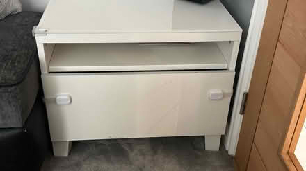 Photo of free Small white media stand with drawer (Chapeltown S35) #1